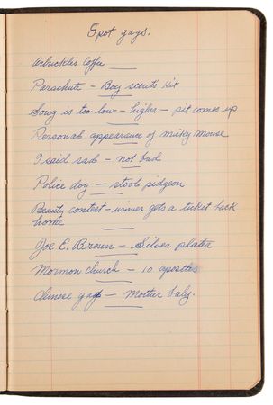 Lot #565 Roscoe 'Fatty' Arbuckle Handwritten Comedy Reference Notebook - Filled with Lyrics, One-Liners, and Witticisms - Image 14