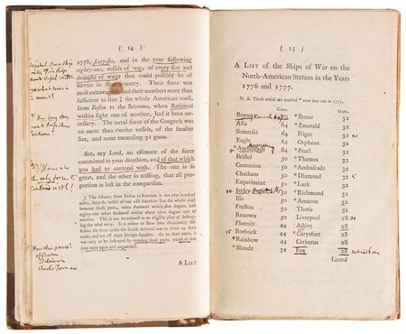 Lot #309 Richard Howe Hand-Annotated 1779 Pamphlet, Defending 