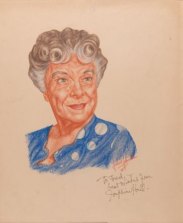 Lot #583 Actresses (3) Signed Sketches by J. Fred Johnson: Tallulah Bankhead, Claudette Colbert, and Josephine Hull - Image 2