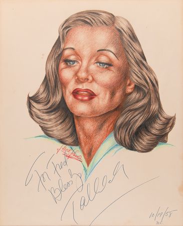 Lot #583 Actresses (3) Signed Sketches by J. Fred Johnson: Tallulah Bankhead, Claudette Colbert, and Josephine Hull - Image 4