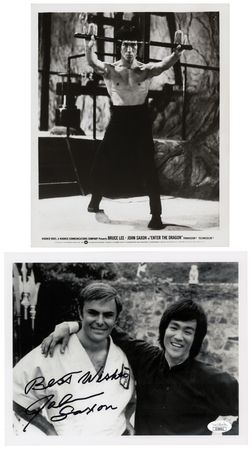 Lot #664 Bruce Lee: John Saxon Signed Photograph and Original 'Enter the Dragon' Publicity Photograph - Image 1