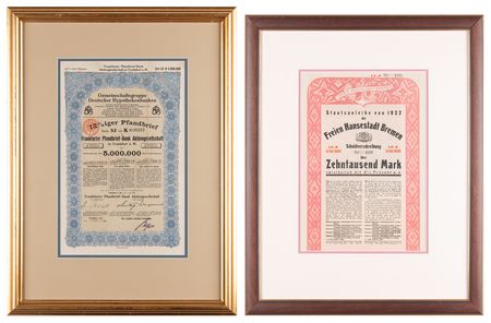 Lot #241 German Republic (2) Postwar Bonds (1922