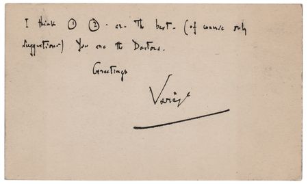 Lot #564 Edgard Varese Autograph Note Signed - Image 1