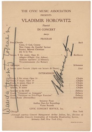 Lot #540 Vladimir and Wanda Toscanini Horowitz