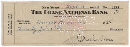 Lot #541 Charles Ives Signed Check