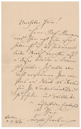 Lot #542 Joseph Joachim Autograph Letter Signed