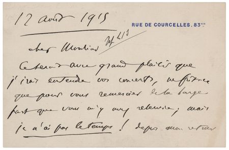 Lot #553 Camille Saint-Saens Autograph Letter