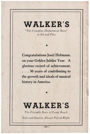 Lot #539 Josef Hofmann Signed 'Golden Jubilee Concert' Program and Original 1888 Metropolitan Opera House Program - Image 2