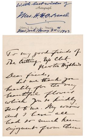 Lot #524 Amy Beach (2) Items - Signature and