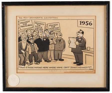 Lot #121 John F. Kennedy's Original Political Cartoon by Frank Dahl - 'The Next Democratic Convention' - From the Kennedy Estate - Image 2
