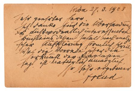 Lot #201 Sigmund Freud Autograph Letter Signed on 'Behind the Nightlight,' on the Dreams of a Three-Year-Old Child: 