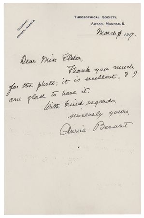 Lot #217 Annie Besant Autograph Letter Signed