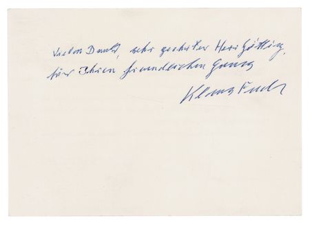Lot #240 Klaus Fuchs Autograph Note Signed