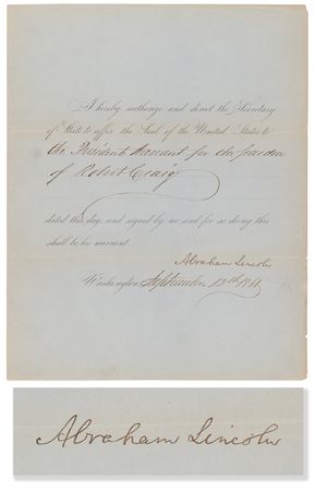 Lot #6 Abraham Lincoln Document Signed as