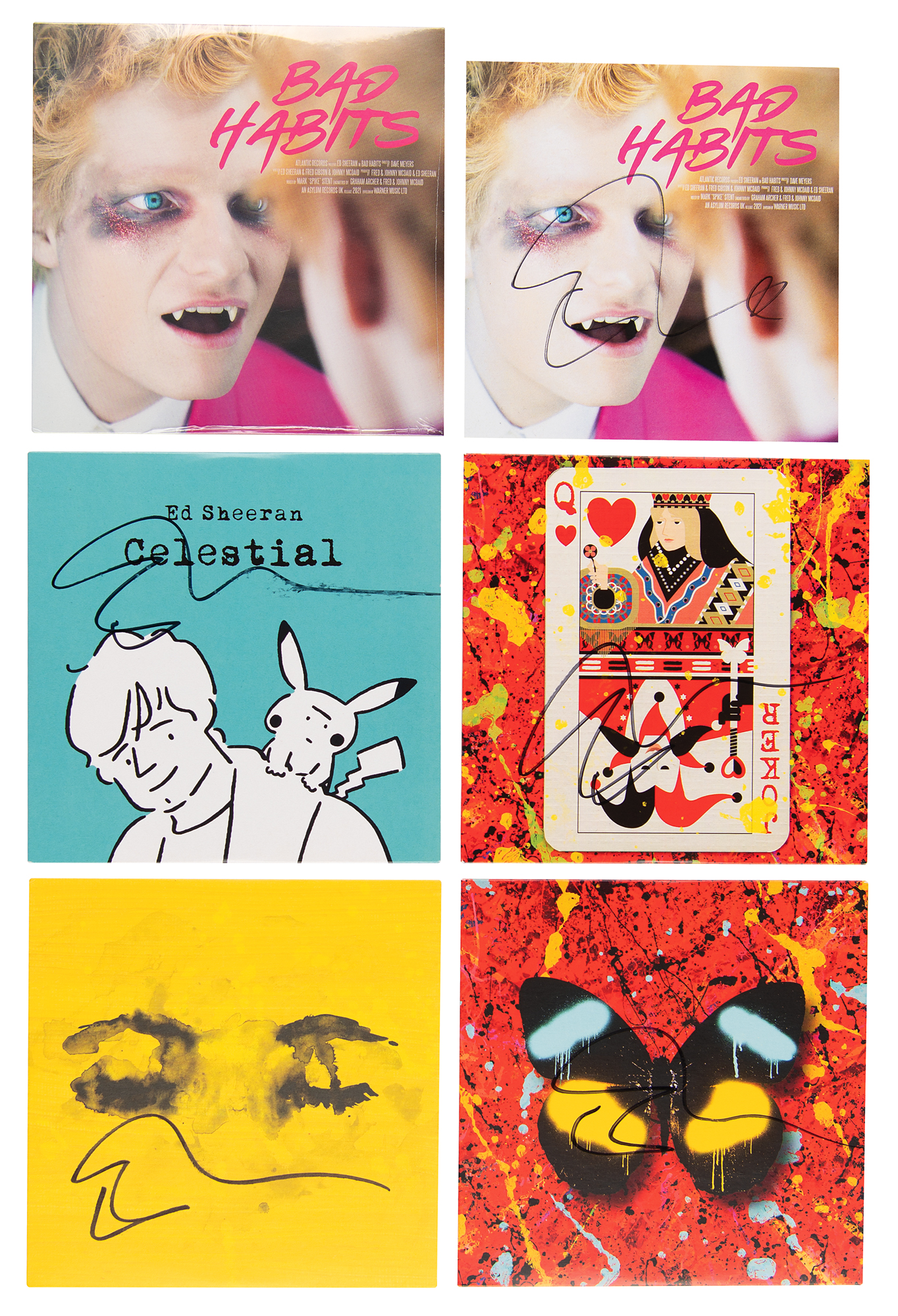 Ed Sheeran (5) Signed CD Singles - Bad Habits, Celestial, Eyes