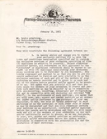 Lot #7179 Louis Armstrong's Orchestra Document Signed - Image 2