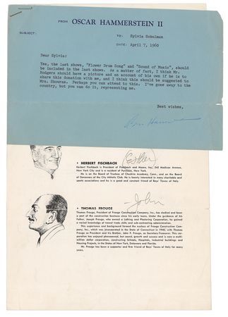 Lot #7197 Richard Rodgers and Oscar Hammerstein (2) Signed Items - Image 1