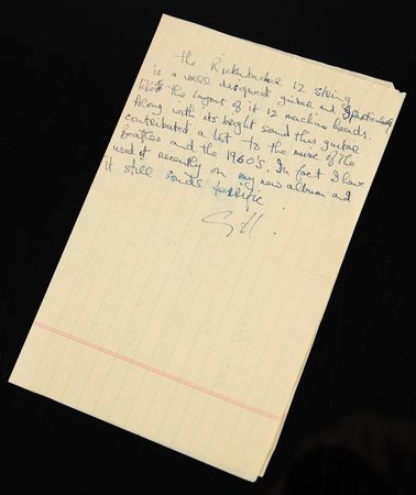 Lot #7023 George Harrison Autograph Note Signed on His Rickenbacker 12-String Guitar: 
