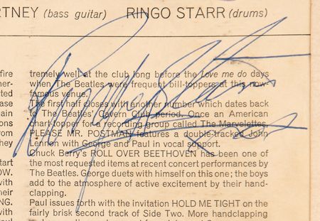 Lot #7001 Beatles Rare Signed Album - With the Beatles - Signed for the Empire Liverpool Stage Manager in 1963 - Image 2