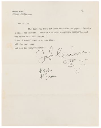Lot #7015 John Lennon Signed Typed Letter and Signed Questionnaire to a Patient at the New York Psychiatric Institute - 