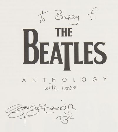 Lot #7024 George Harrison Signed Book to Photographer Barry Feinstein - The Beatles Anthology - Image 2