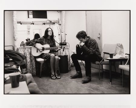 Lot #7099 Bob Dylan and Joan Baez Oversized Original Photograph by Barry Feinstein - 'Dressing Room' - Image 1
