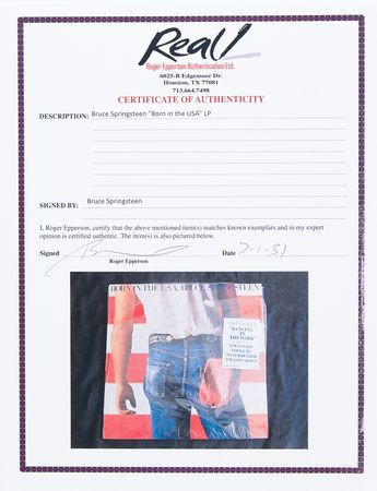 Lot #7256 Bruce Springsteen Signed Album - Born in the USA - Image 3