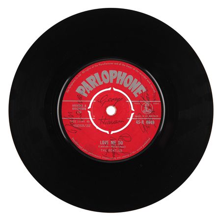 Lot #7005 Beatles Signed 'Love Me Do / P.S. I Love You' 45 RPM Single Record - Parlophone UK First Pressing - Signed One Day After Its Release - Image 1