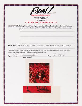 Lot #7122 Rolling Stones Signed Limited Edition Lithograph - It's Only Rock 'n Roll - Image 3