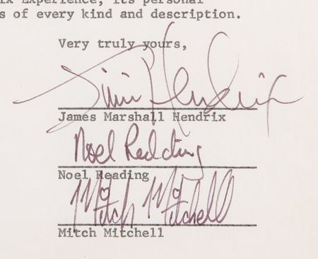 Lot #7112 Jimi Hendrix Experience Document Signed the Day Before the 1968 New York Rock Festival - Image 3