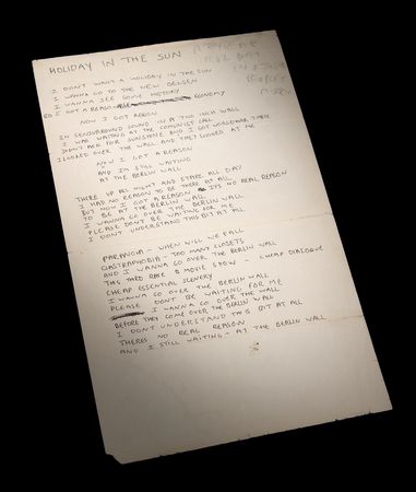 Lot #7311 Sex Pistols: Johnny Rotten Original Handwritten Lyrics for 'Holidays in the Sun' and 'Submission,' Classic Tracks from Never Mind the Bollocks, Here's the Sex Pistols - Image 1