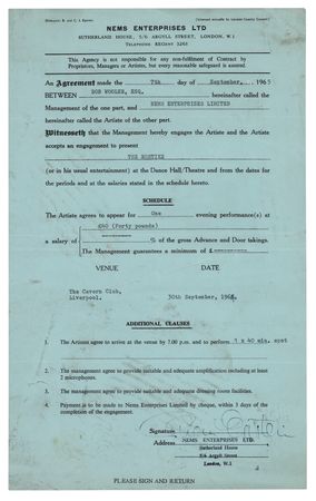 Lot #7048 Brian Epstein Signed 1965 'NEMS Enterprises' Contract - Image 1