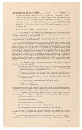 Lot #7014 John Lennon and Neil Aspinall Signed Royalties Contract for 'Cry Baby Cry' - Image 4