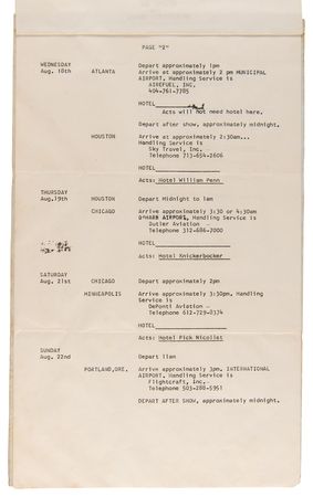 Lot #7044 Beatles 1965 North American Tour Itinerary - Issued to Sounds Incorporated - Image 3