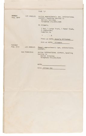 Lot #7044 Beatles 1965 North American Tour Itinerary - Issued to Sounds Incorporated - Image 4