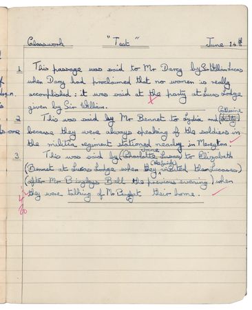 Lot #7114 Mitch Mitchell's English Class Notebook with (26) Handwritten Pages on Pride and Prejudice - Image 5