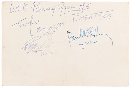 Lot #7017 John Lennon, Paul McCartney, and Ringo Starr Signed 1963 Parlophone Records Promotional Card (Large Format) - Image 2