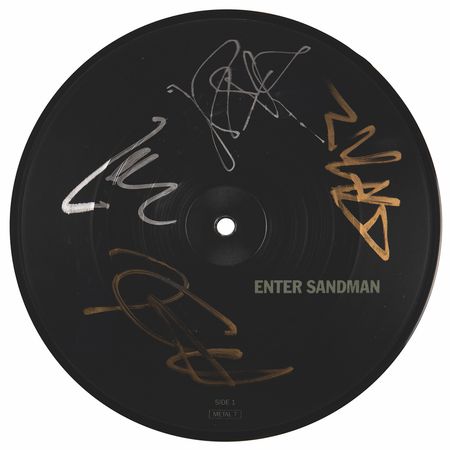 Lot #7342 Metallica Signed 45 RPM Picture-Disc Record - 'Enter Sandman' - Image 1