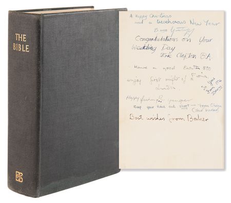 Lot #7273 Eric Clapton Signed Bible as a Student at the Hollyfield School - Image 1