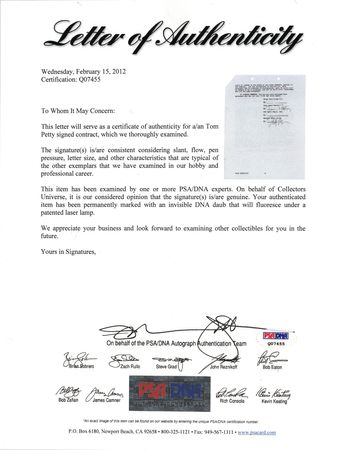 Lot #7288 Tom Petty Document Signed for Traveling Wilburys Copyrights - Image 3