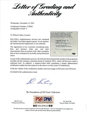 Lot #7304 Eddie Van Halen Document Signed - Warner Bros. Records Contract (1981) - Image 3