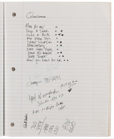 Lot #7405 Prince Production Notebook with Handwritten Song Lyrics and Titles from Circa 1997-1998 - Image 11