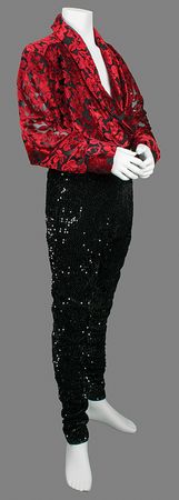 Lot #7406 Prince's Personally-Worn Red Velvet and Black Sequin Outfit - Image 1