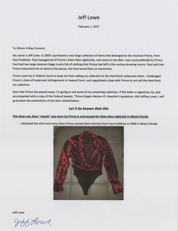 Lot #7406 Prince's Personally-Worn Red Velvet and Black Sequin Outfit - Image 7