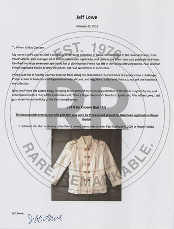 Lot #7407 Prince's Personally-Worn Cream Military Jacket - Image 8