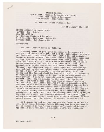 Lot #7354 Michael Jackson: We Are the World Signed Document Archive (11), with Jackson 5, Lionel Richie, Steve Perry, and Others - Image 14