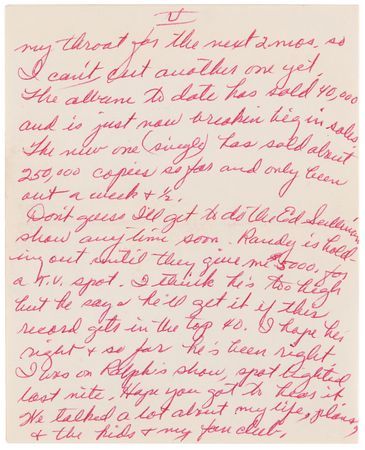 Lot #7214 Patsy Cline Autograph Letter Signed on Her New Record and Touring with Johnny Cash, George Jones, Carl Perkins: 