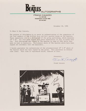 Lot #7008 Beatles Amazing Signed Photograph for 1964 Australian Tour Promoter - 