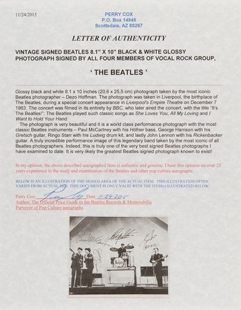 Lot #7008 Beatles Amazing Signed Photograph for 1964 Australian Tour Promoter - 