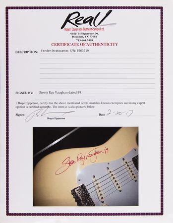 Lot #7473 Stevie Ray Vaughan Signed Fender Stratocaster Electric Guitar - Image 5